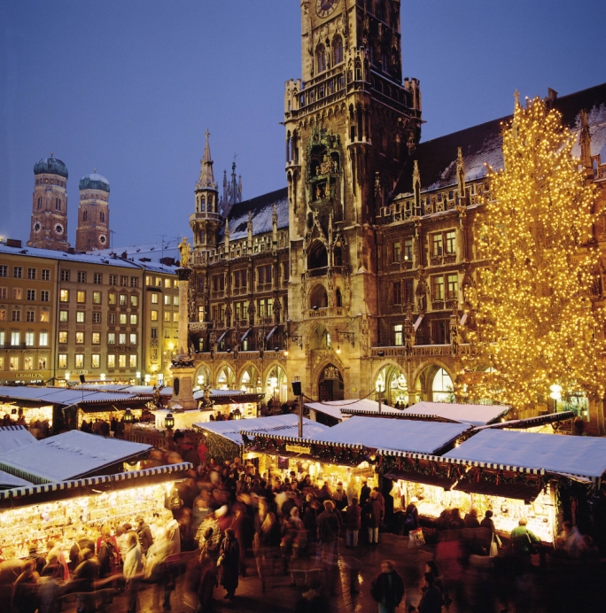 Gluhwein, bratwurst, gingerbread and a giant Christmas tree lit up by 2,500 candles are enough to put anyone in the Christmas spirit