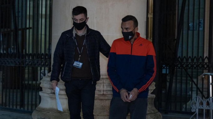 Higgans, pictured right, pleaded not guilty to accusations of money laundering during the arraignment (Photo: James Bianchi/MaltaToday)