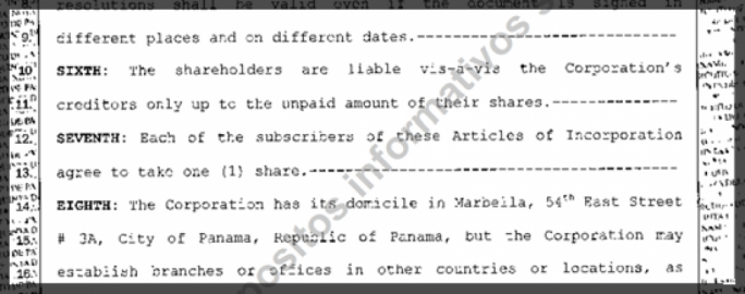 Dubro and Aliator, this screenshot from the incorporation document shows, were granted one share each