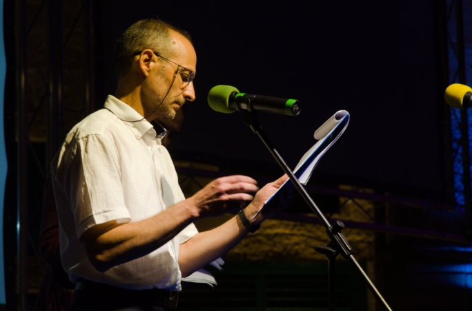 Fr Gioele Galea reading and participating at the 2016 edition of the Malta Mediterranean Literature Festival. Photography by Virginia Monteforte