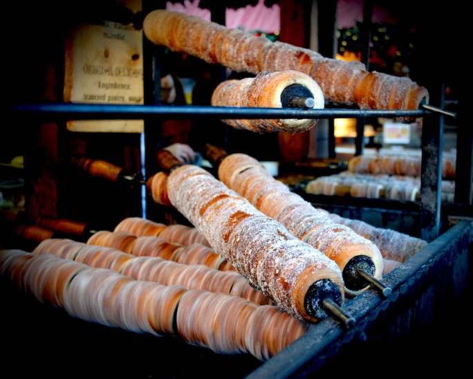 Slovack rolled pastries, trdelník, are popular throughout the city