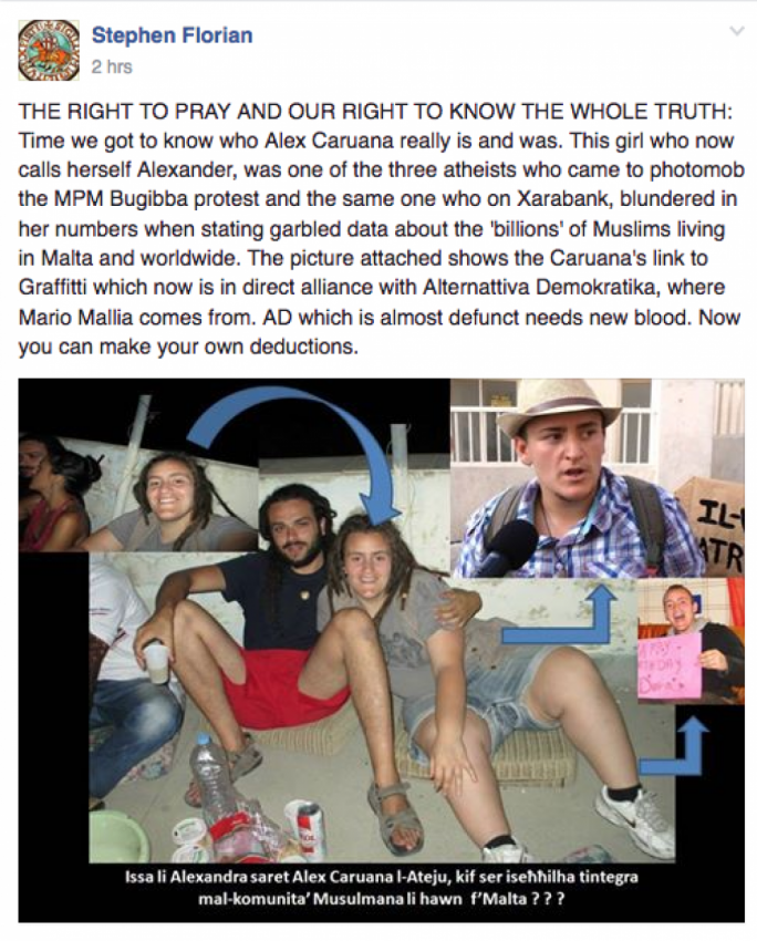 Alex Caruana has been targeted by the Ghaqda Patrijotti Maltin
