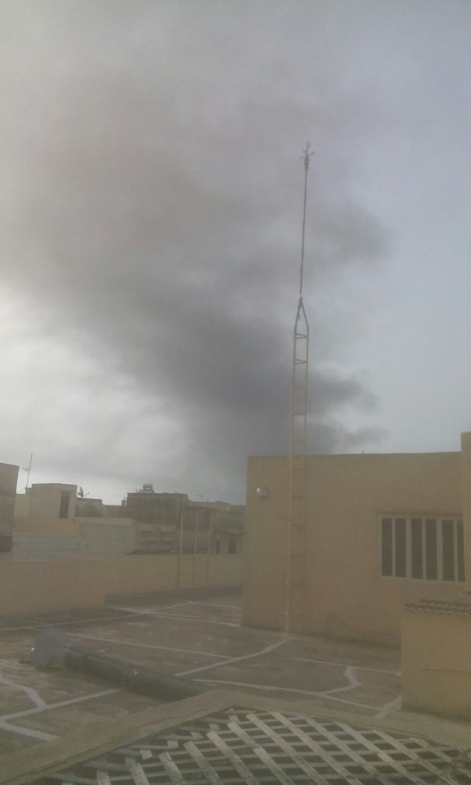 The cloud of smoke from the factory fire as seen from Zebbug