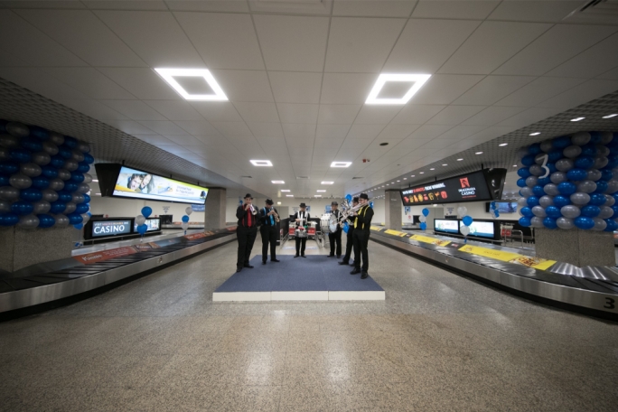 Fun and music at the baggage reclaim area to welcome MIA's 5 millionth passenger