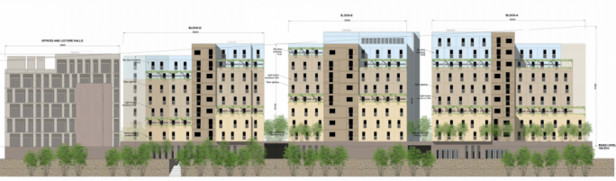 An artist's impression of the how the university residence complex will look