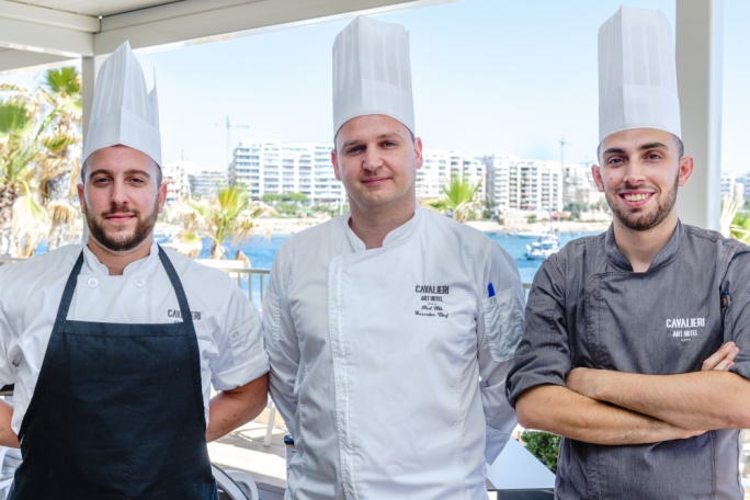 Massimo Farrugia, Executive Chef Paul Hili, Junior Sous Chef Denzel Saliba Hales