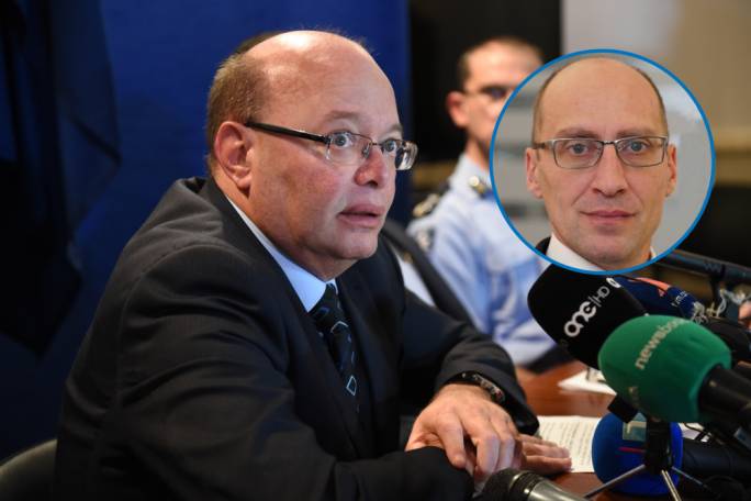 Former police inspector Jonathan Ferris (inset) and Commissioner of Police Lawrence Cutajar