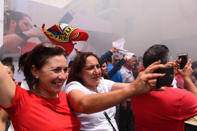 Muscat warned jubilant supporters that his party would not allow itself to allow the electoral result, a mid-term acclamation of the government, go to its head. Photo: James Bianchi