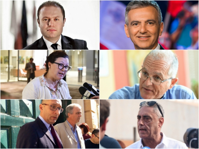 Joseph Muscat, Simon Busuttil, Marlene Farrugia, Arnold Cassola, Ivan Grech Mintoff (who bowed out at the last minute)and Henry Battistino