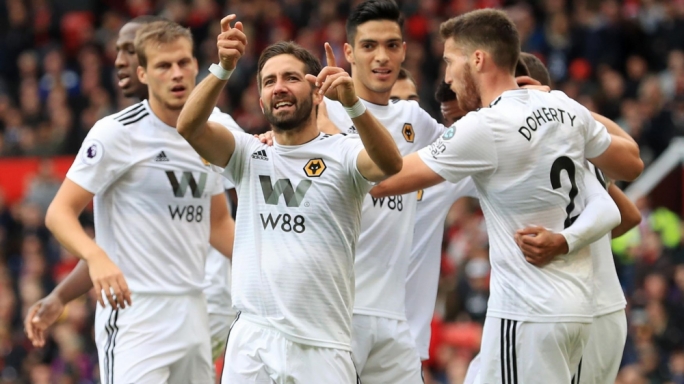 Joao Moutinho celebrating after equalising for Wolves