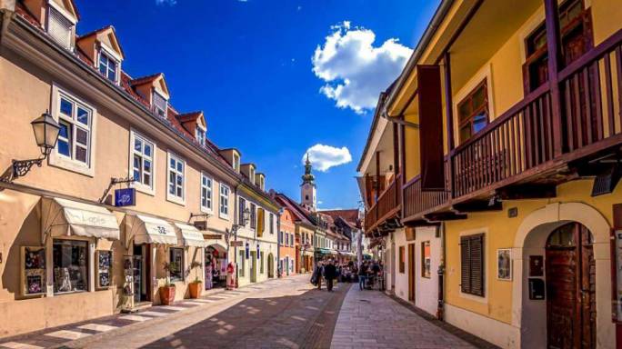 Tkalčićeva street, in the Old Town, comes alive after dark with people walking along the streets lined with a selection of bars, restaurants and boutique shops