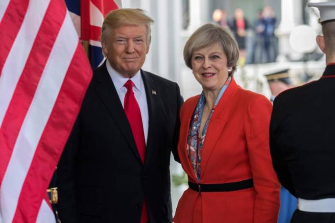 Donald Trump and Theresa May during a visit (Photo: the Sun)