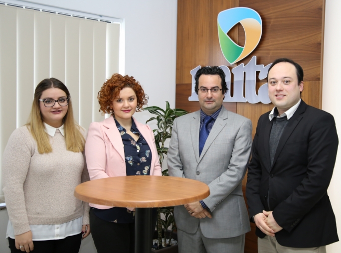 Student Andrea Mallia with Daniela Chetcuti, Prof Frank Zammit and Dr Vincent-Anthony Marmara