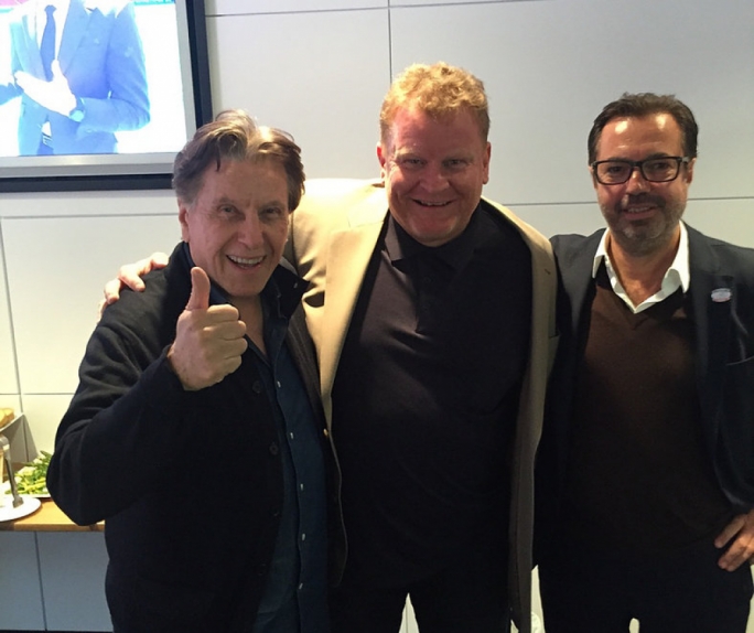Pini Zahavi (left) is photographed here with Lian Sports owner Abdilgafar Ramadani (right)