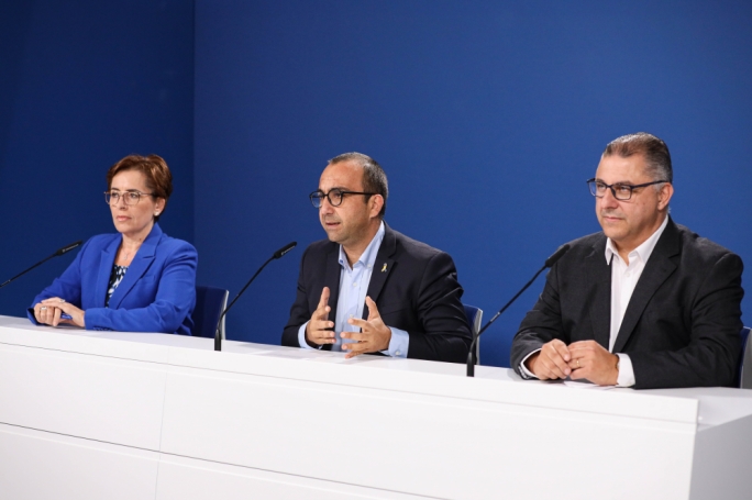 From left to right: PN MPs Claudette Buttigieg, Karl Gouder and Robert Cutajar