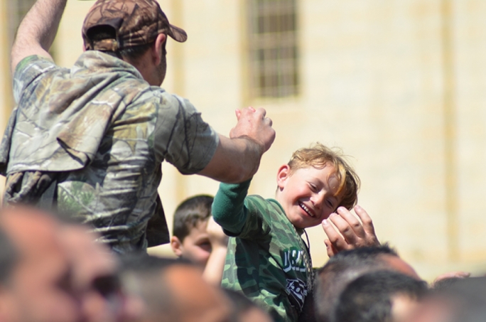 Hunters celebrate their referendum win in Qormi. Photo: John Pisani