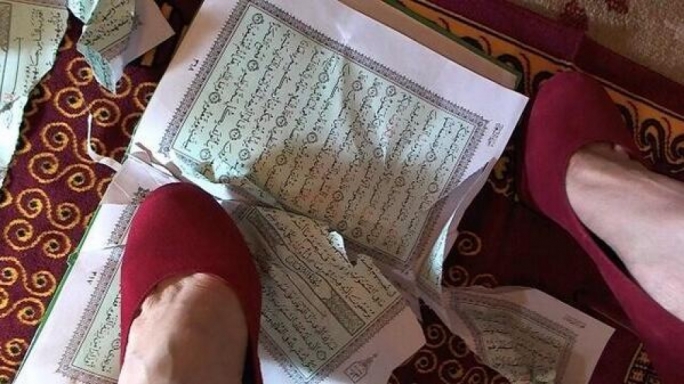 Hafsa, a 23-year old Saudi woman, posted pictures on her twitter account of herself stepping on a shredded Quran with red high-heeled shoes