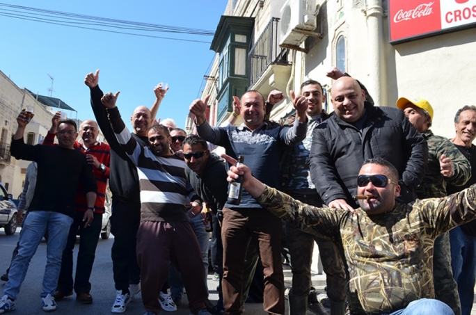 Hunters celebrate their referendum win. Photo: John Pisani