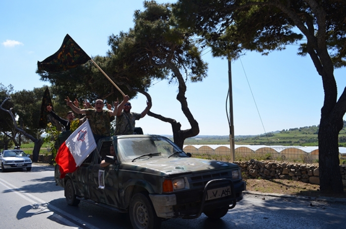 Hunters celebrate their referendum win. Photo: John Pisani