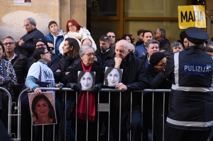 Assassinated journalist Daphne Caruana Galizia's parents are amongst the protesters