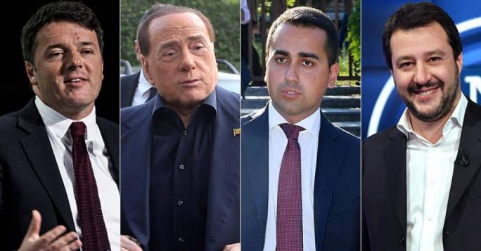 Matteo Renzi, Silvio Berlusconi, Luigi Di Maio, Matteo Salvini