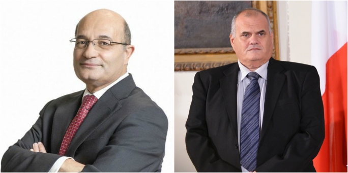 Baltimore Fiduciary’s owner Richard Abdilla Castillo (L) and Former police chief Michael Cassar, who at the time of the CapitalOne investigation was Assistant Commissioner