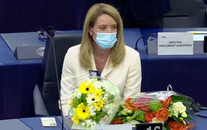 Roberta Metsola the moment she learns of her victory