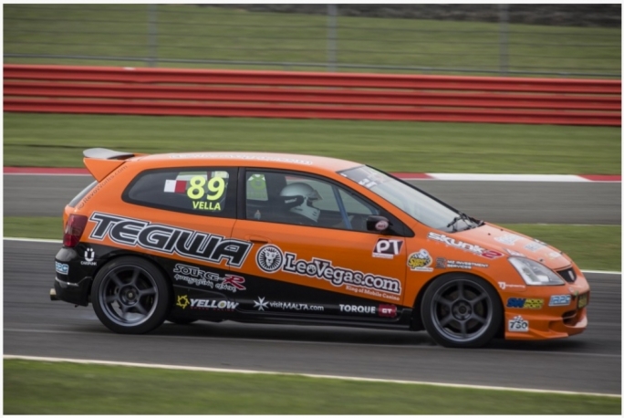 Rodren Vella on his way to 5th place at Silverstone in race 2 (photo courtesy of Chris Whitington)