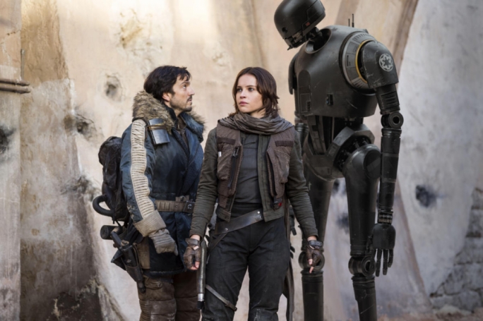Mood board: While Luna’s Cassian Andor (left) and Riley’s Jyn Erso struggle to maintain trust, Cassian’s trusty droid K-S2O keeps us entertained with sarcastic zingers