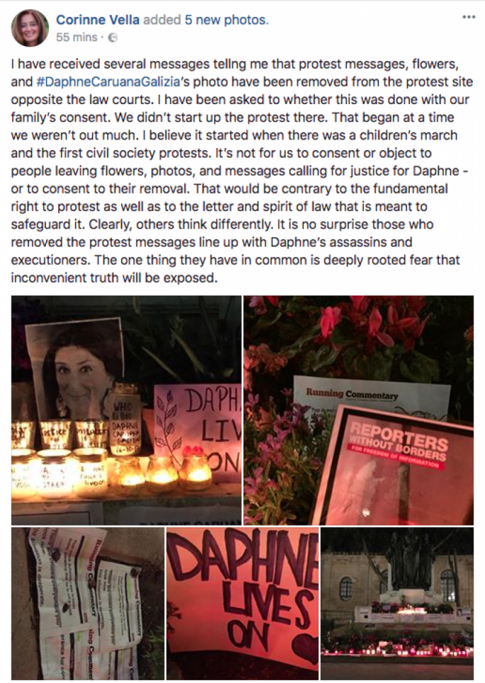 Daphne's sister, Corinne, posted on Facebook