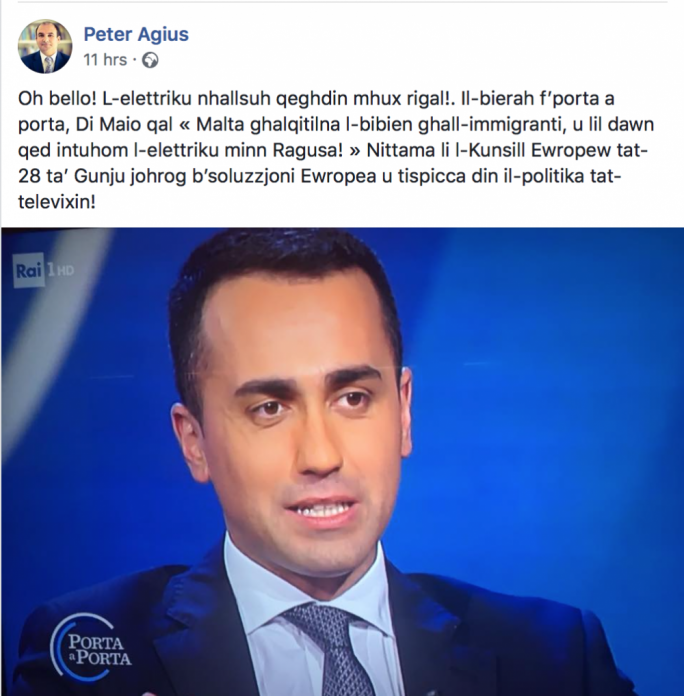 Peter Agius's Facebook post calling for a European solution to the migration crisis