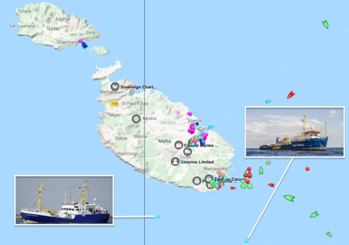 The two vessels are currently situation within Maltese territorial waters