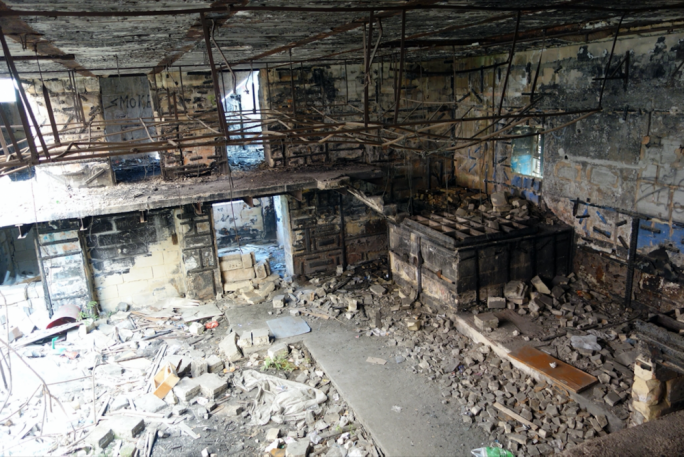 The inside of the Raffles building is totally gutted, but any development will need to retain the existing structure