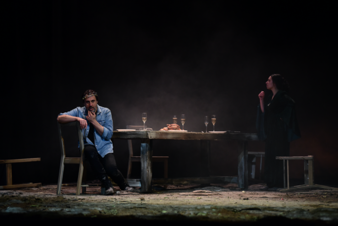 The set was simple more in keeping with a clubroom or blackbox setting as was the case with the Citizen’s Theatre in Glasgow production. Photo: Mark Zammit Cordina