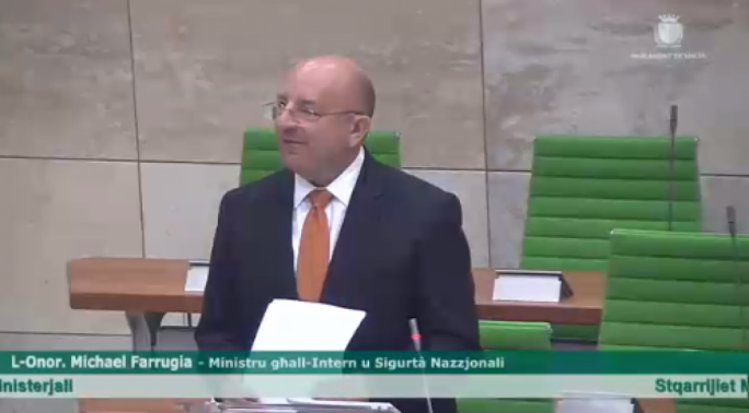 Interior Minister Michael Farrugia in Parliament on Tuesday