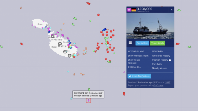 The ship was just outside Maltese territorial waters on Wednesday morning