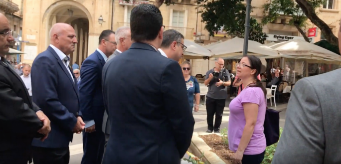 Adrian Delia was confronted by Helene Asciak, sister of murdered journalist Daphne Caruana Galizia