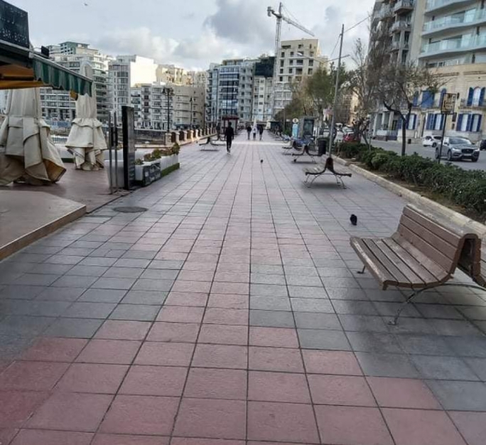The Sliema promenade after the police dispersed people gathered on benches there