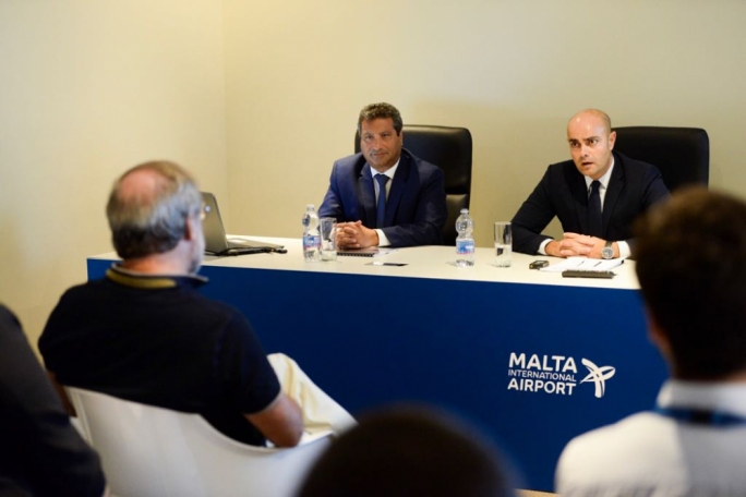 Malta Tourism Authority executive chairman Gavin Gulia (right) and Malta Airport's CEO Alan Borg