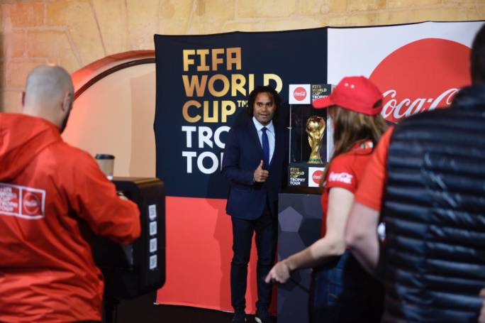 Ex-France footballer Christian Karembeu accompanied the World Cup on its visit to Malta. Photo: James Bianchi/MediaToday