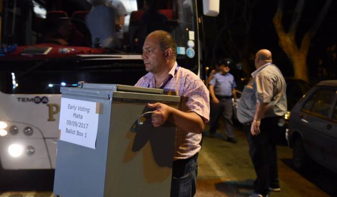 The final ballot boxes arrived in Floriana at 10.25pm