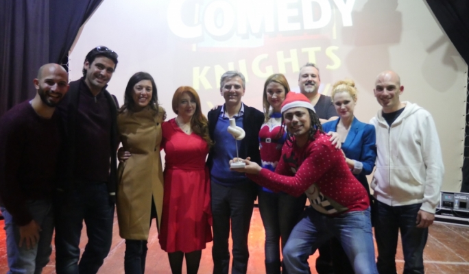 Opposition leader Simon Busuttil joined the Comedy Knights backstage