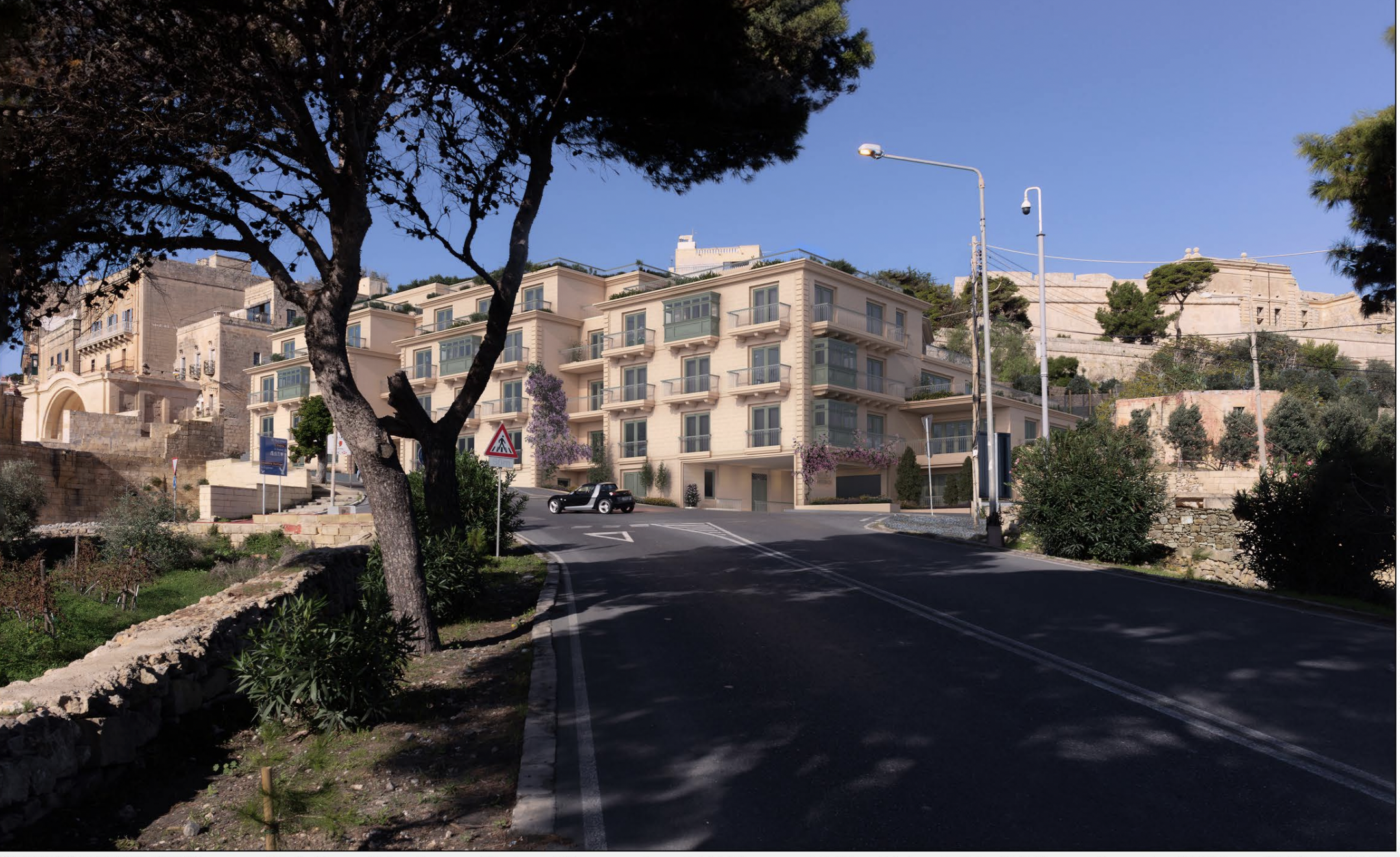 Photomontage of proposed development when approaching Rabat from Triq it-Tiġrija