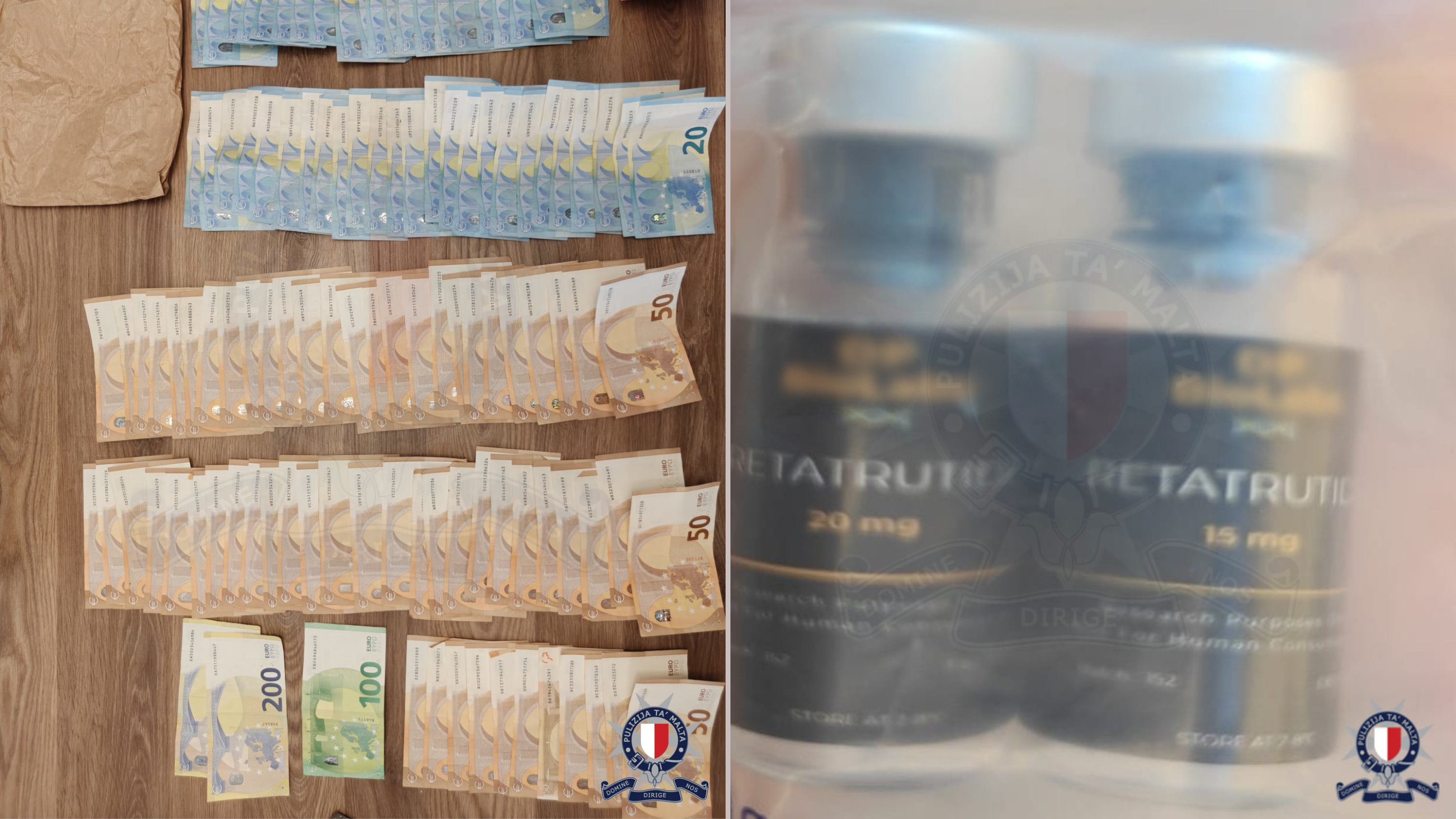 In August, police arrested four people following raids, which netted thousands of euros in cash, steroids, and illicit peptide vials