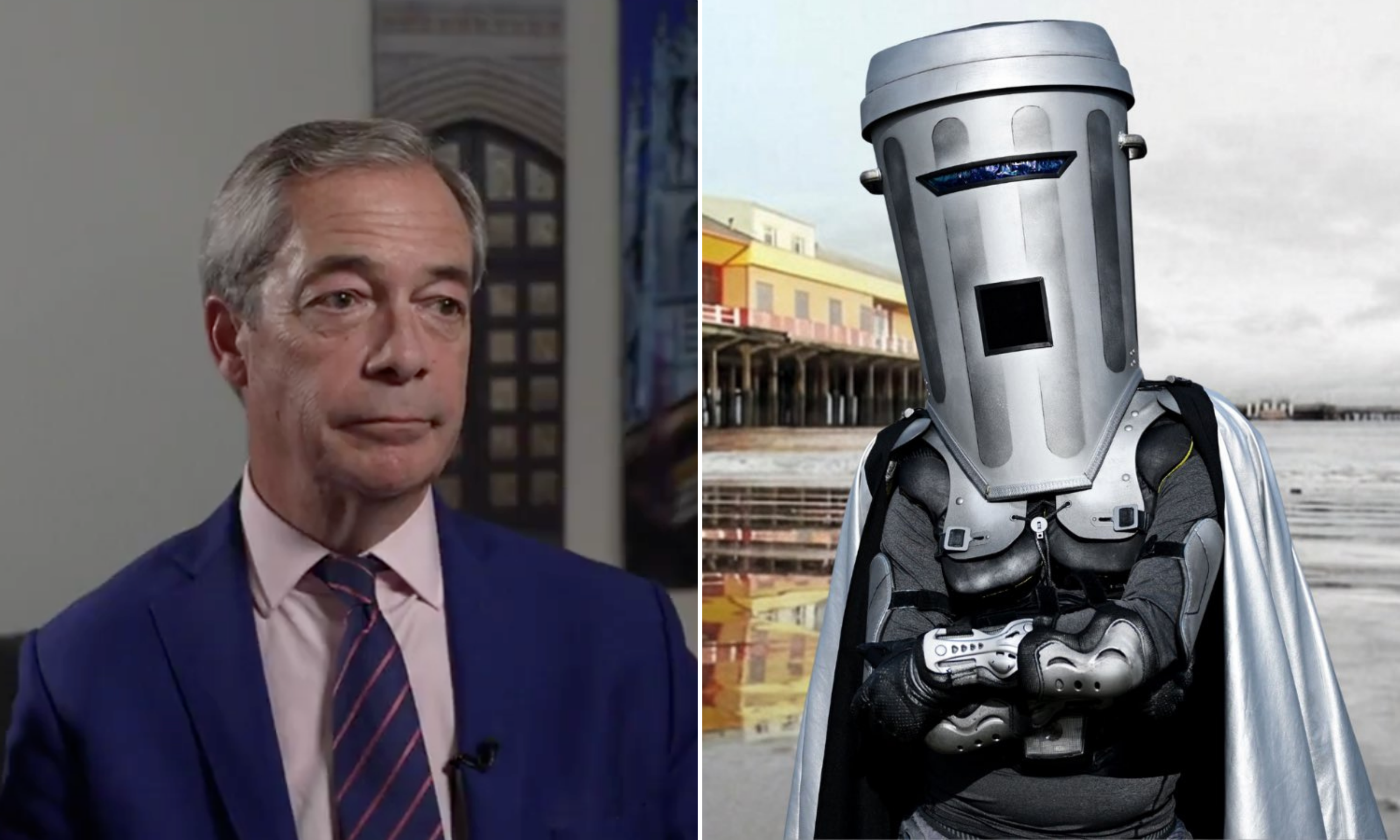 By-election winner Nick Farage (left) and runner-up Count Binface (right)