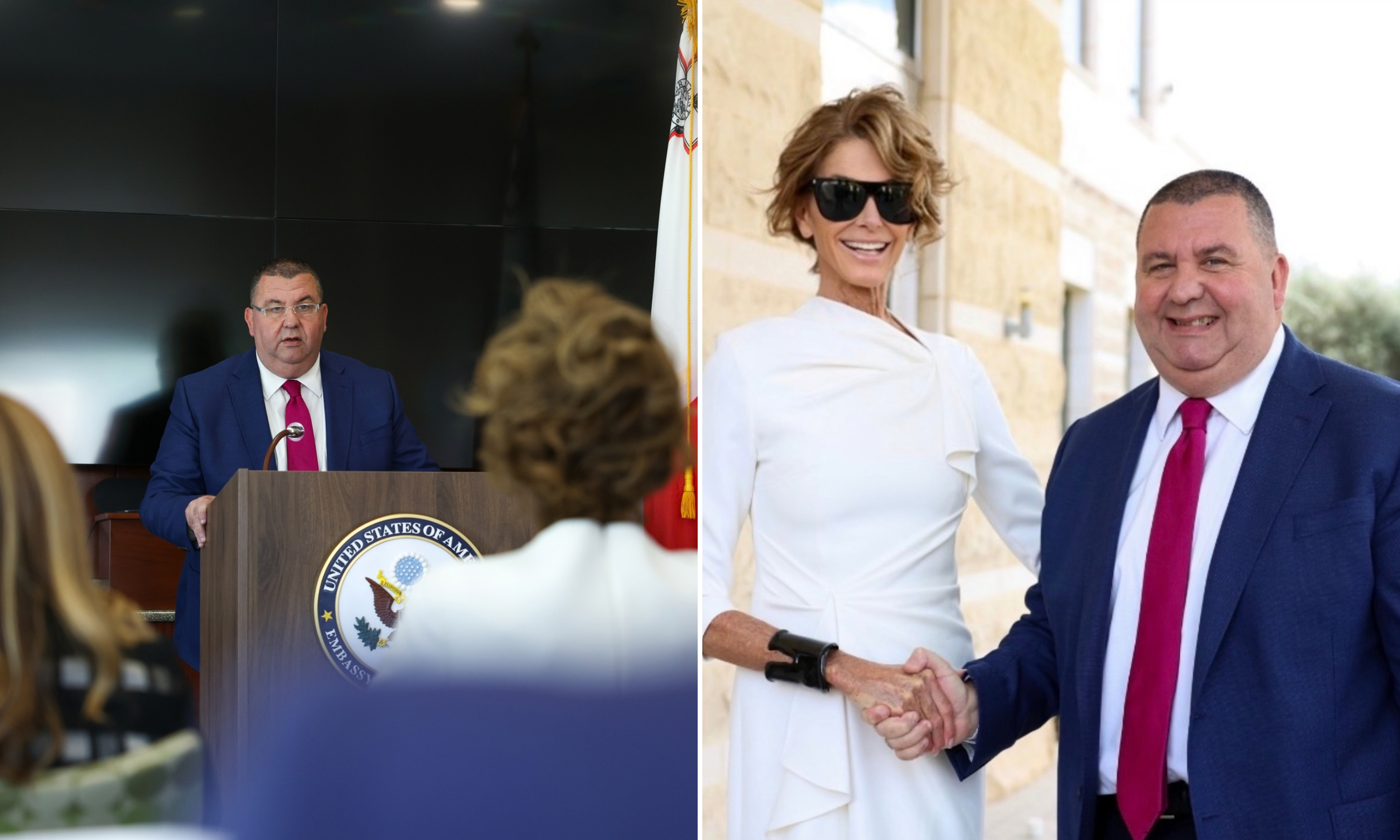 Security Minister Glenn Bedingfield and US Ambassador Somers Farkas announced the agreement on Thursday (Photo: US Embassy)