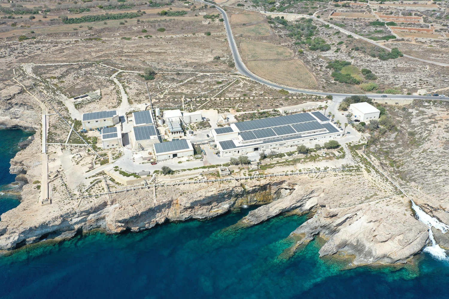 The Lapsi reverse osmosis plant in Siġġiewi had a solar farm installed on its roof last year but new research suggests Malta will have to invest much more in desalination to keep up with the demands of economic growth (Photo: Environment Ministry)