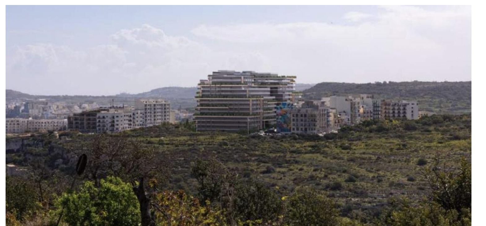 Photomontage shows how the proposed massive block will dominate over nearby buildings on the ridge