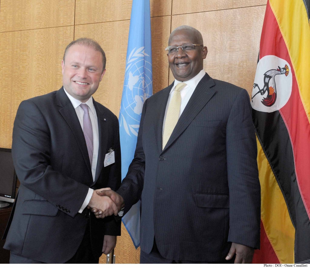 Prime Minister Joseph Muscat meets the President of the 69th session of the General Assembly, Sam Kutesa