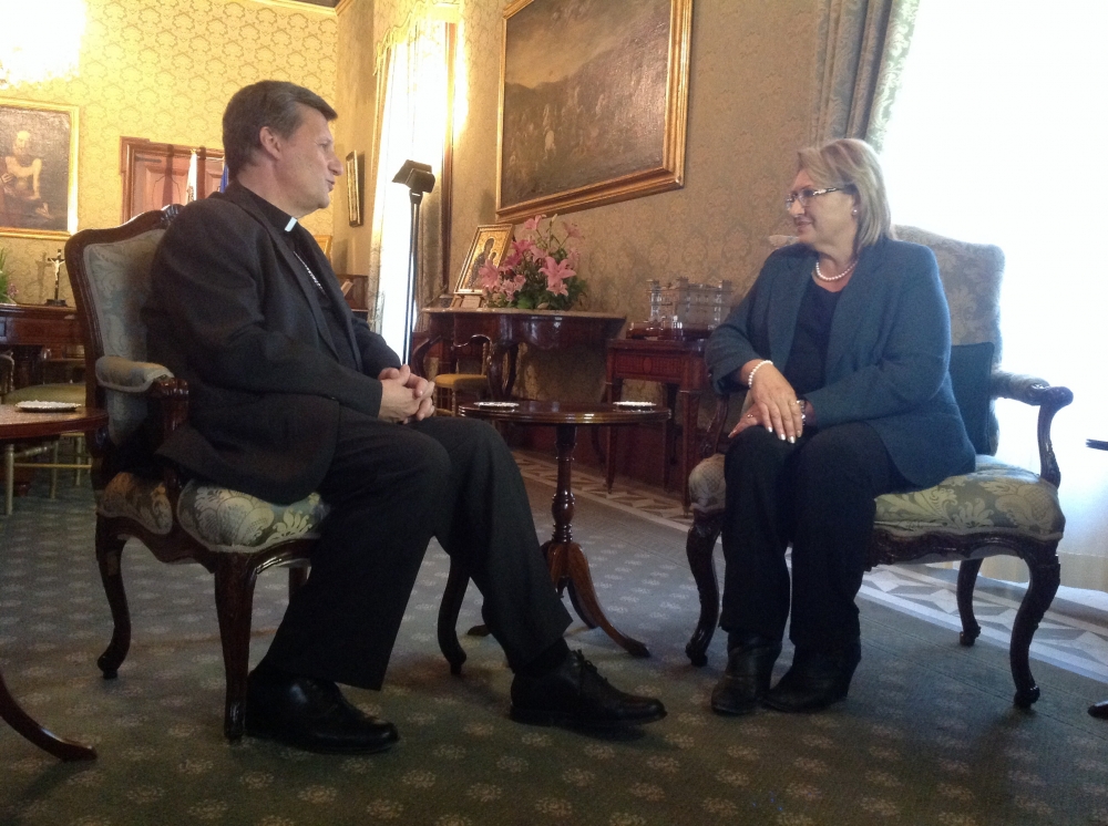President Marie Louise Coleiro Preca and Gozo bishop Mario Grech